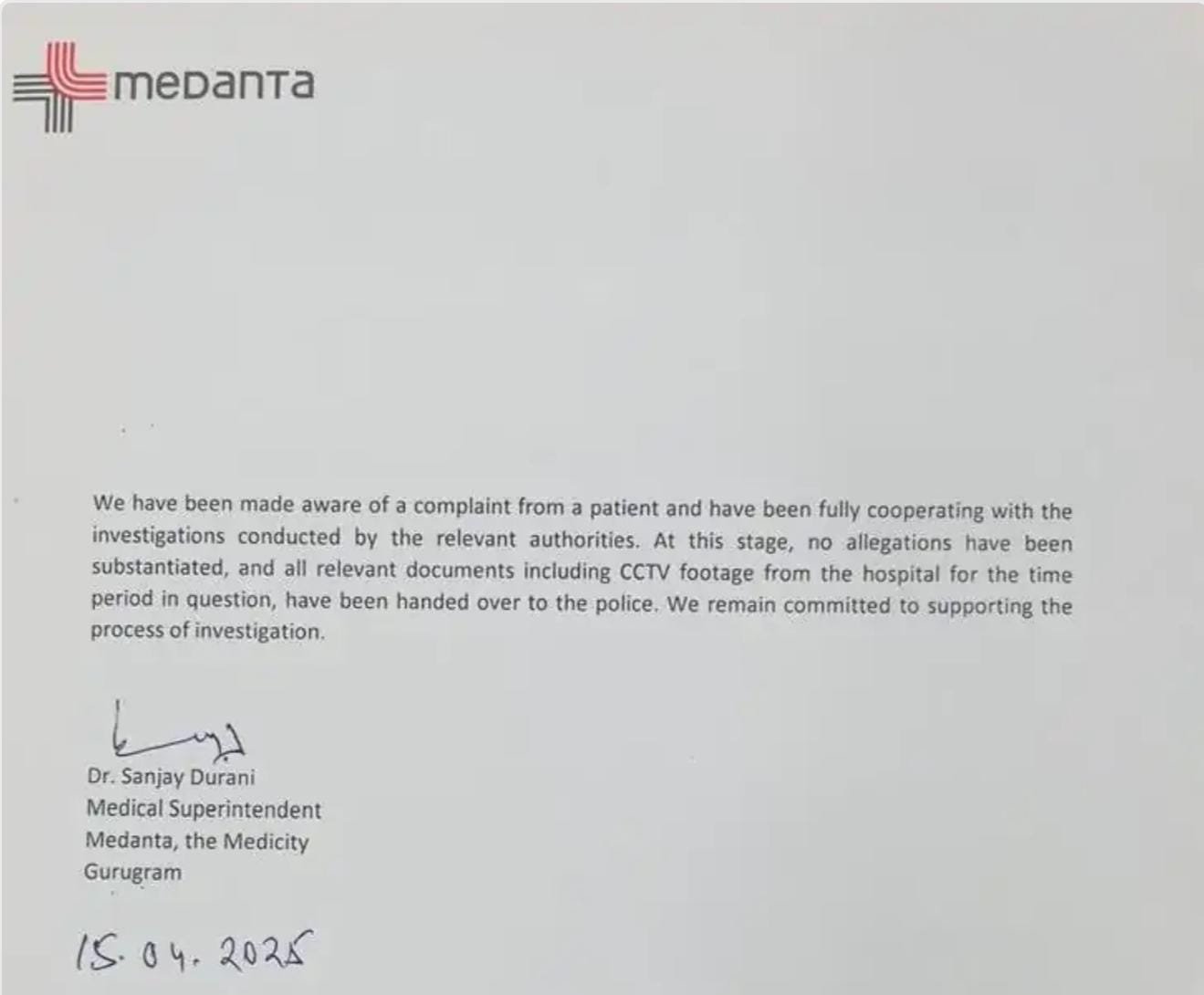 Medanta on Sexual Assault 15-16 April 2025